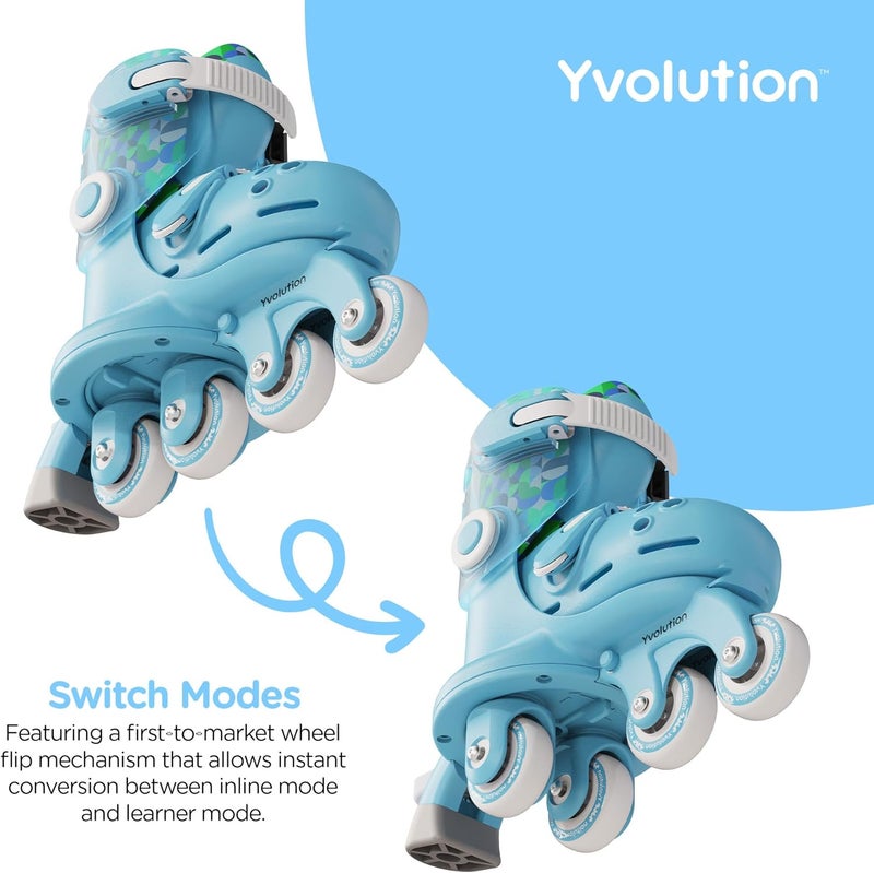 Yvolution Learner Twista Skates – 2-in-1 Adjustable Kids Roller Skates for Ages 2+ – Converts from Tri-Wheel to Inline Skates – No Tools Needed – US Size 7-11 - Image 5